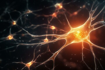 Poster - Sophisticated Neuron cells knots. Micro science. Generate Ai