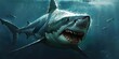 Desktop wallpaper featuring a dangerous shark, Generative AI 