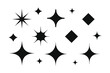 Vector set of different black sparkles icons. Collection of star sparkles symbol. Design on white background