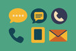 Phone icon set. Chat bubble icon. Telephone call sign. Contact icon phone mobile call. Contact us. Contact us symbol. Cell phone pictogram. Vector illustration