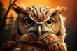 Detailed Owl portrait. Bird eye beak. Generate Ai