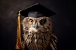 Charming Owl graduation cap. Teacher graduate. Generate Ai