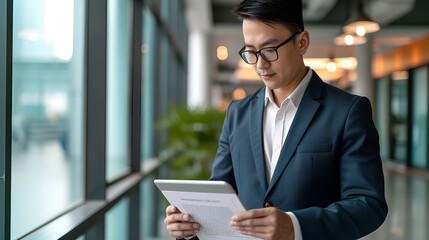 Poster - Chinese Business Person Working on Tablet, Chinese, business person, tablet