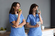 © Pixel-Shot - Female doctors having lunch in hospital kitchen