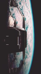 Wall Mural - unidentified alien spaceship flying in space. elements furnished by nasa, vertical