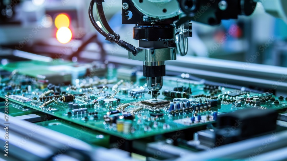 Automated machine soldering components on a printed circuit board (PCB ...