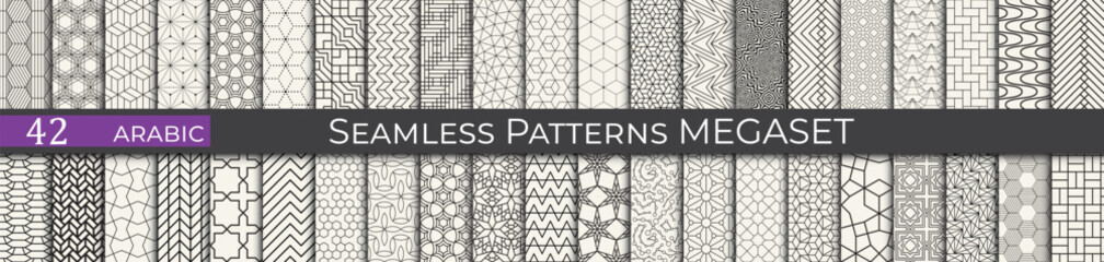 Wall Mural - Vintage geometric pattern set. Arabic pattern textile collection.