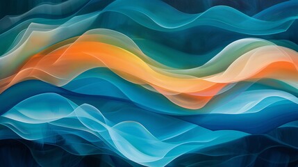 Sticker - Wave of the Month Blue Waves and Orange Swirls Generative AI