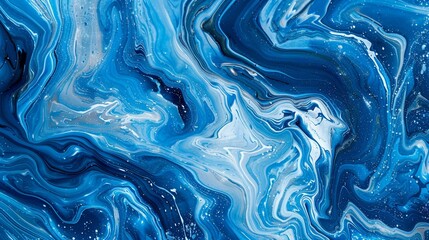  Marble Ink Patterns in Blue and White Fluid Art Texture
