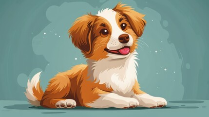 Wall Mural - A cute cartoon of a dog.