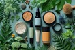 Beauty Product Flat Lay A flat lay composition featuring various beauty products and cosmetics