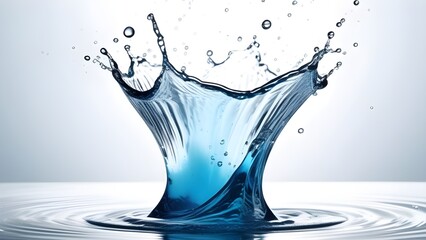 Poster - Clear, blue liquid dances in motion, pure and fresh. Nature's beauty captured in splashes