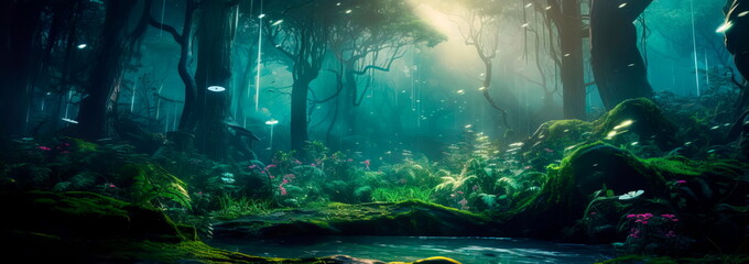 Wall Mural - magical story of a mystical forest filled with secrets.