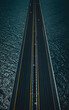 Highway in the sea, aerial view from above in Kuwait freeway bridge over the sea