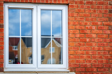 Wall Mural - Window view of construction building site in england uk.