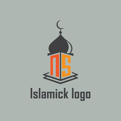 NS Islamic logo with mosque icon design.