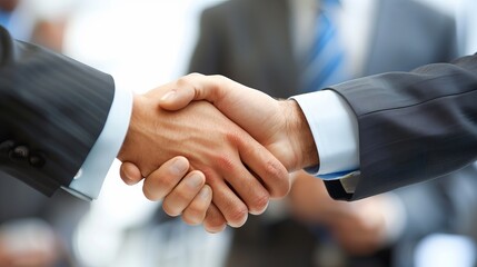 Two Businessmen Celebrate Successful Negotiation with Handshake, Symbolizing Partnership and Teamwork in Business Deal