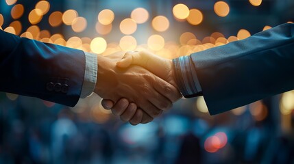 Two Businessmen Celebrate Successful Negotiation with Handshake, Symbolizing Partnership and Teamwork in Business Deal