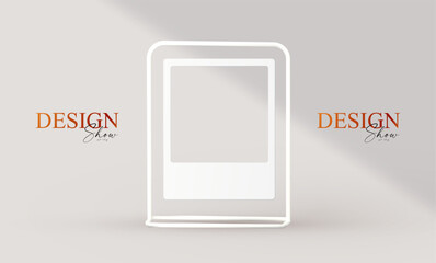 Wall Mural - 3d realistic product display design template. white scene with podium and social media frame. elegan