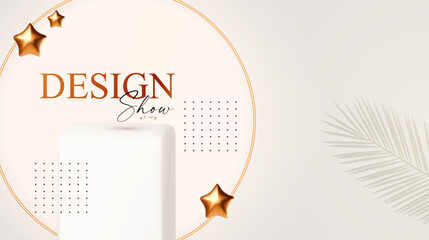 Wall Mural - 3d realistic product display design template. white scene with podium. elegant vector platform. stag