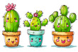 Cactus Illustration Featuring a Cute Cactus in a Pot