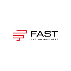 Poster - Initial Letter F Fast with Speed Movement Shape Art Logo Design