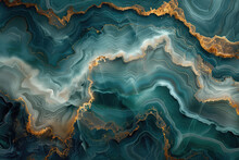 Abstract Blue And Gold Geode Background, With Dark Blue And Gold Tones, Swirling Patterns Of Rock Layers In An Abstract Way. Created With Ai