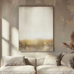 Wall Mural - A large painting hanging on the wall of a living room, AI