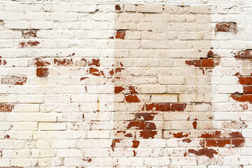 old brick wall with peeling paint