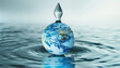 Globe Droplet: Illustration depicting a globe designed in the shape of a water droplet, symbolizing World Water Day and global water conservation efforts