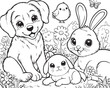 Playful Animals Adventure: Children's Coloring Book Illustration