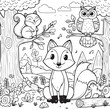 Enchanting Forest Friends: Children's Coloring Book Page
