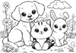 Playful Animals Adventure: Children's Coloring Book Illustration