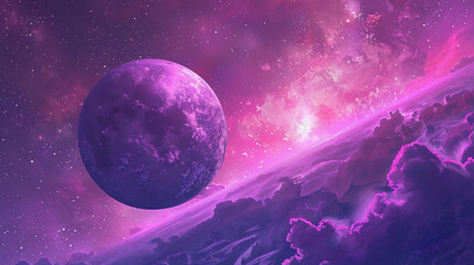 Wall Mural - slanted view of a purple and pink planet vast fantasy background artwork
