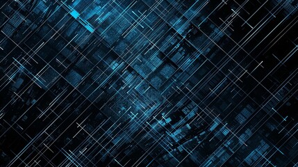 Poster - a diagonal matrix background in blue colors on pure black background