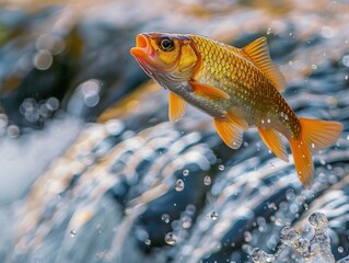 Wall Mural - A fish is jumping out of the water