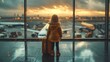 Standing at the airport terminal, a child peers eagerly at the runway, eagerly observing the elegant descent of planes, each one representing a new journey and endless possibilities