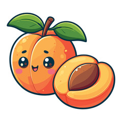 Wall Mural - cartoon Apricot fruit vector