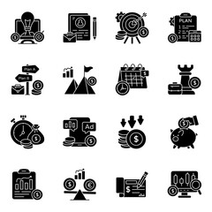 Wall Mural - Set of Economy Solid Icons 

