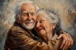 Elderly couple. Joyful nice elderly couple smiling while being in a great mood