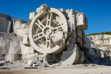 Noisy Quarry machinery mine. Stone large sand. Generate Ai
