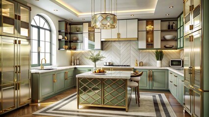 Wall Mural - Art Deco style kitchen with lavish design