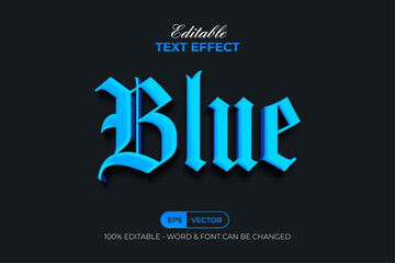 Poster - blue text effect 3d style. editable text effect.