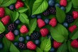 A colorful delicious mixture of wild forest berries. Concept background