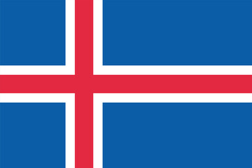 Wall Mural - Iceland flag. The Icelandic flag, a red cross with a white border on a blue background. Symbol of the Republic of Iceland.