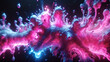 Abstract smoke background. Futuristic fluid backdrop. Pink blue color. Neon liquid. Space nebula. Sci-fi stock illustration