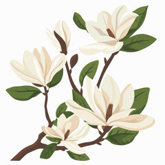 Magnolias in cartoon, doodle style. Image for t-shirt, web, mobile apps and ui. Isolated 2d vector illustration in logo, icon, sketch style, Eps 10. AI Generative