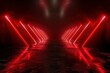 © Nia™ - Dark background with lines and spotlights, neon light, night view. Abstract red background - generative ai