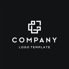 Poster - Initial Letter C Square with Simple Arrow Shape Line Art Logo Design