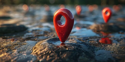Wall Mural - Geolocation Pin Icon Marking Memory Presence and Point on Isolated Background